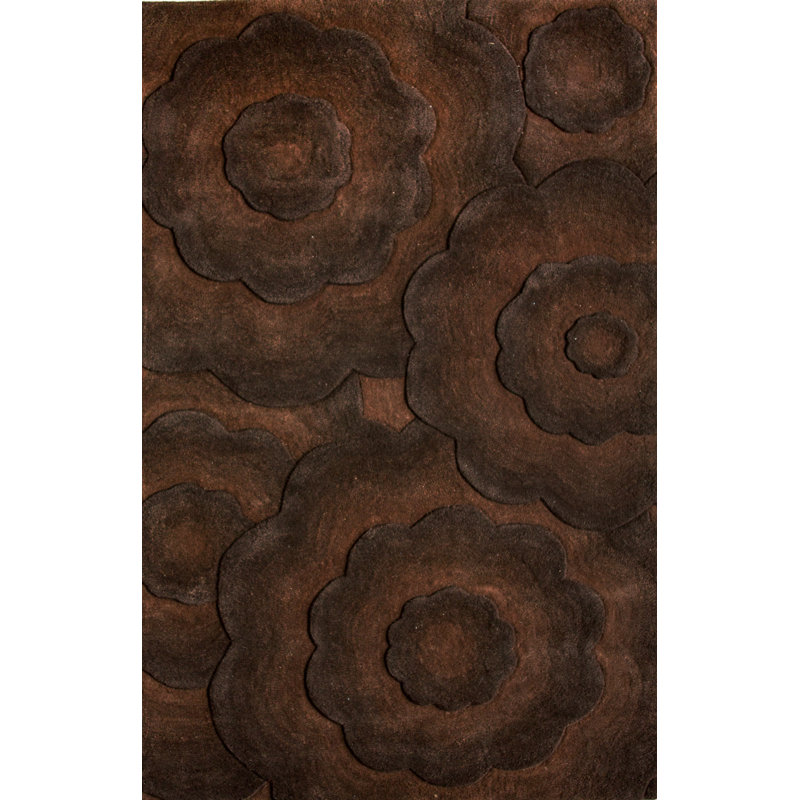 Tapis brun laine tufté main Panama, Rectangle 5' x 8'