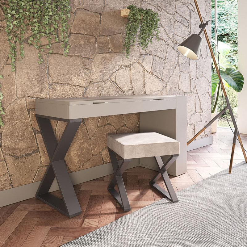 Ensemble coiffeuse avec tabouret et Miroir, Ultrabrillant