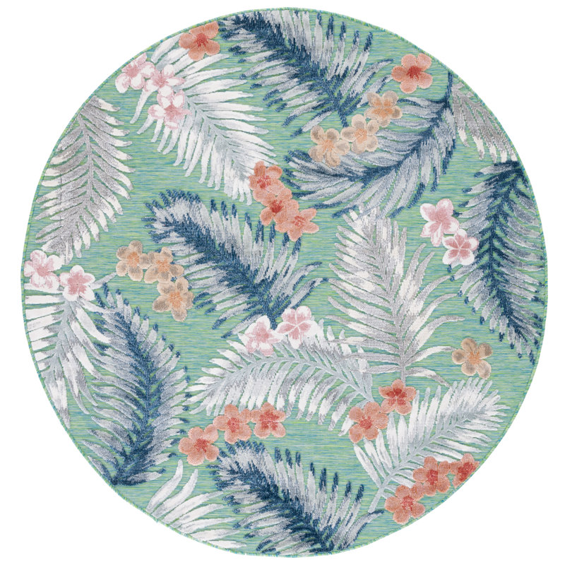 Soper Performance Floral Indoor/Outdoor Area Rug, Round 4'