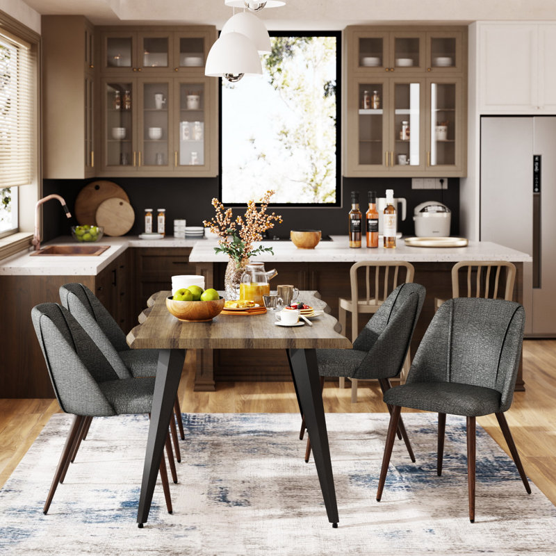 Ensemble de coin-repas pour 4 personnes NEGIN, Gris, Noyer