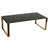 Mitre Coffee Table, Gold Metal and Black Glass