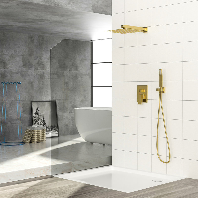 Pomme de douche double à fixation murale - système de 12 pouces avec têtes, Argent