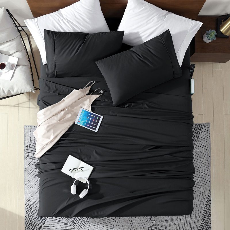 Swift Home Smart Pocket 4-Piece Sheet Set - Essential 1800 Series Microfiber - Fits Mattress up to 14" Thick - Convenient Storage, Peach Fuzz, Durable, Easy Care