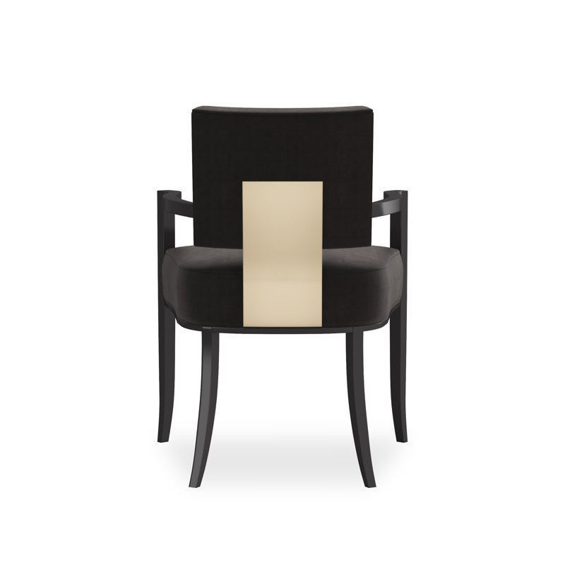 Caracole Classic Upholstered Arm Chair, Black, Black/Gold