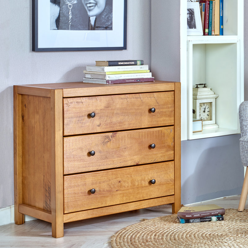 Amesfield 3 Drawer 28" W Dresser, Rustic Oak
