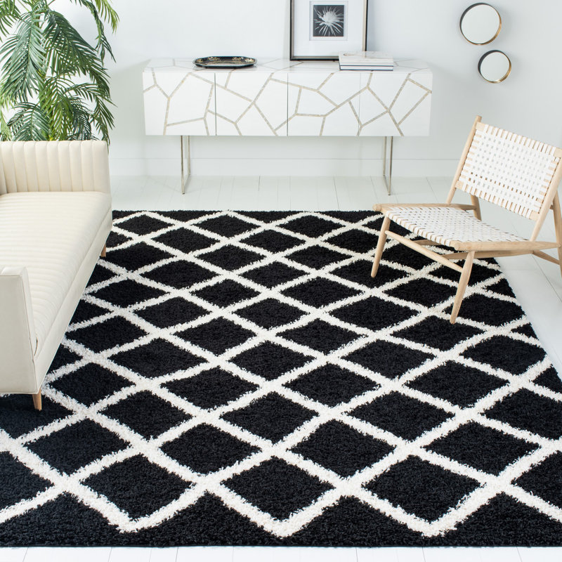 Tapis noir / blanc Alberthe, Rectangle 6 pi x 9 pi