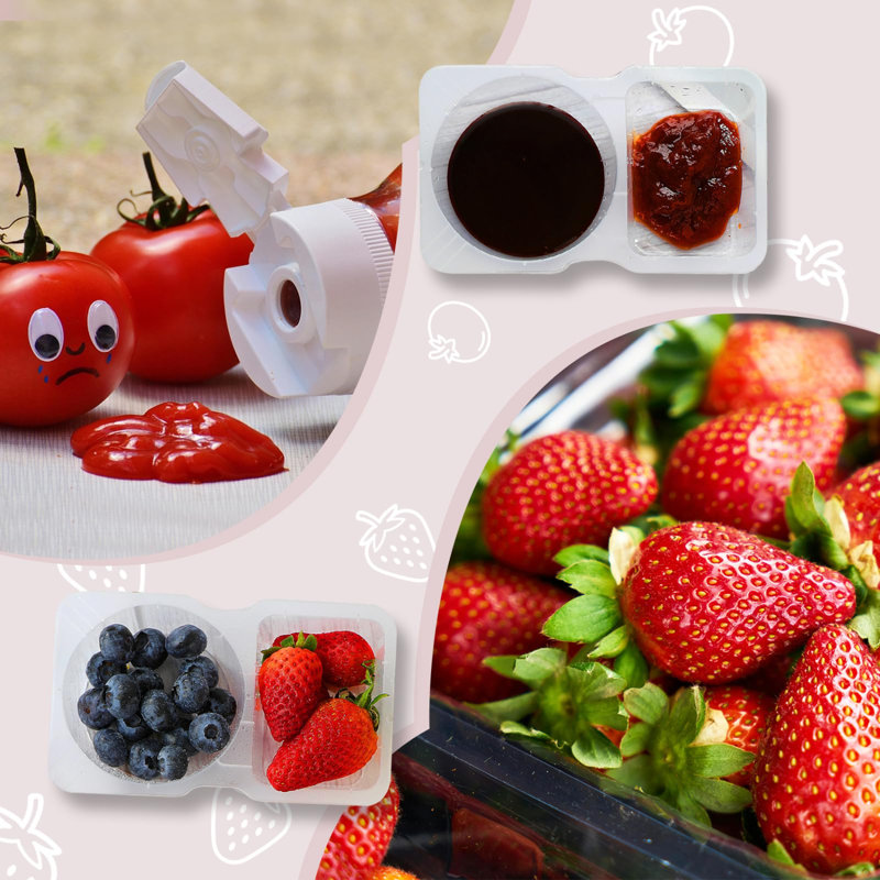 50Pcs Double Compartment Condiment Container With Lids, Mini Plastic Snack Containers,BPA Free,Microwave Safe,Leakproof Food Storage, To Go Food Containers,Take Out Sauce Container