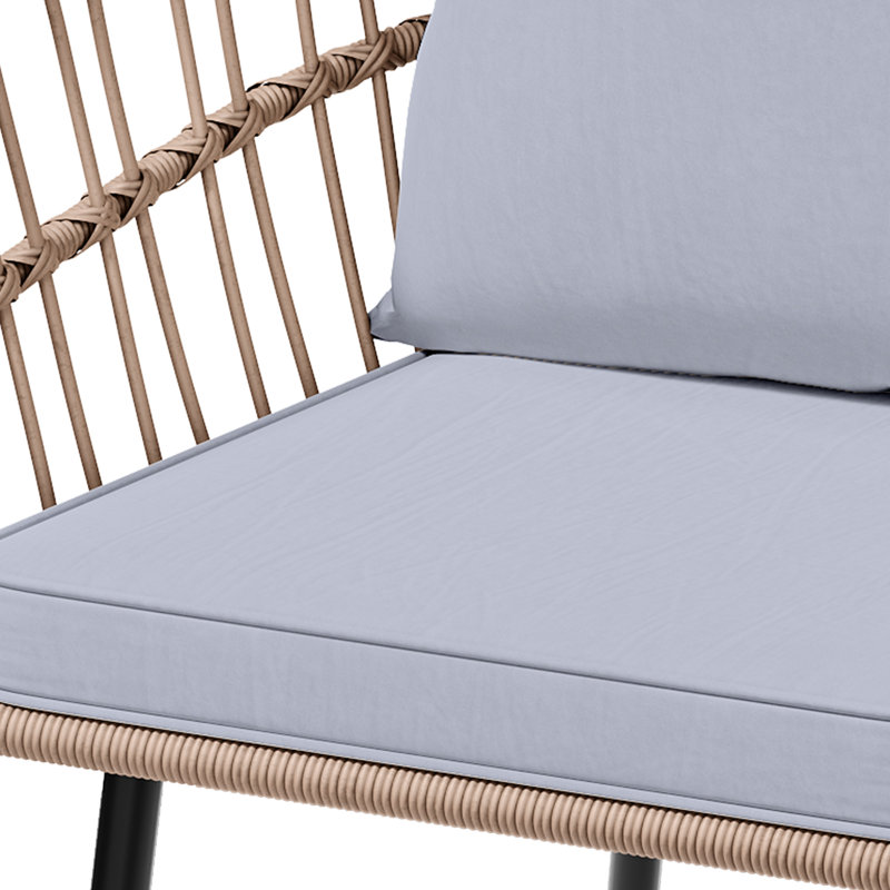 Catilyn 3 Piece Seating Group with Cushions, Light Brown Frame/Gray Cushion