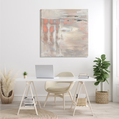 Expressif, crépuscule, réflexion, abstrait, doux, chaleureux, tons de terre gris, ferme rustique, estampe numérique, art texturé par Jennifer Paxton Parker