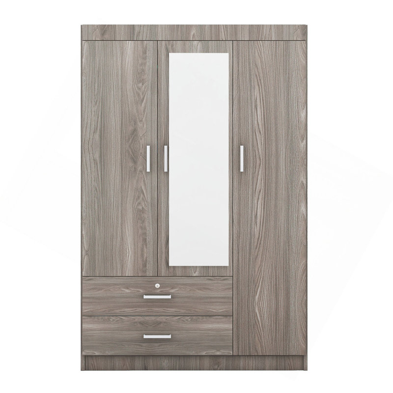 Armoire à miroir 3 portes avec tablettes, Gris