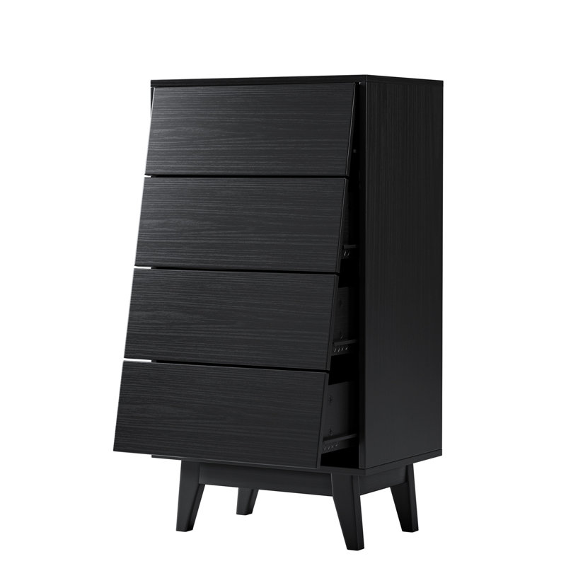 La commode double à 4 tiroirs présente un style rétro et un design biseauté