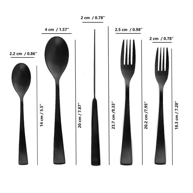 Ensemble de couverts Cobra, service pour 4, Noir