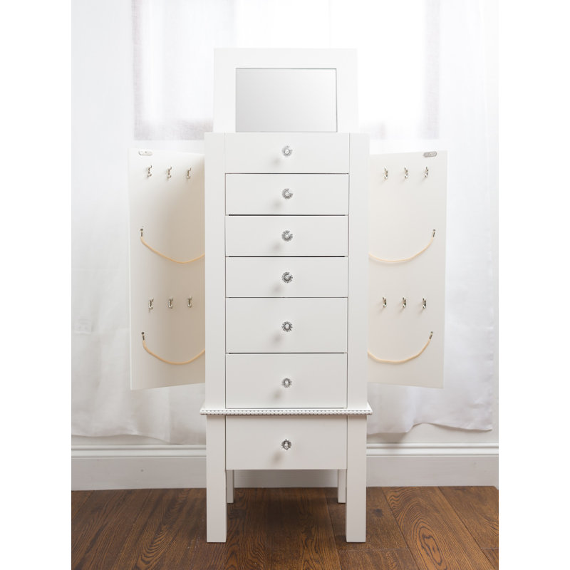 Armoire à bijoux autoportante Machele, Crème