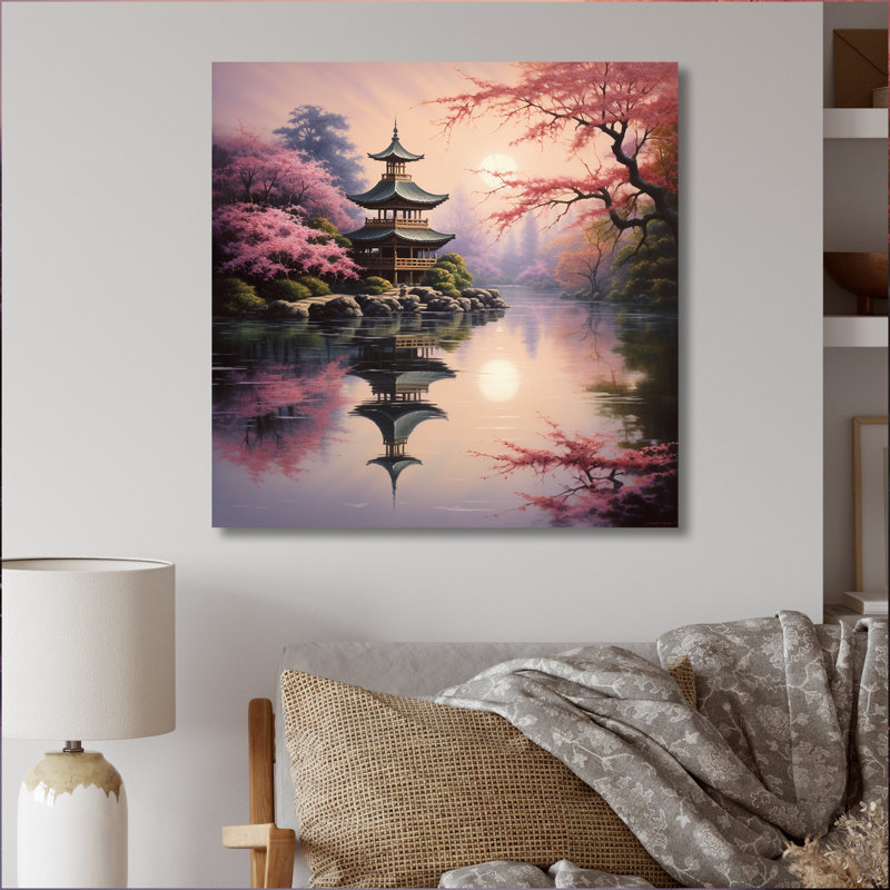 Asian Art Serene Pagoda VIII - Décoration murale asiatique en métal, H 36 po x l 36 po x P 1 po