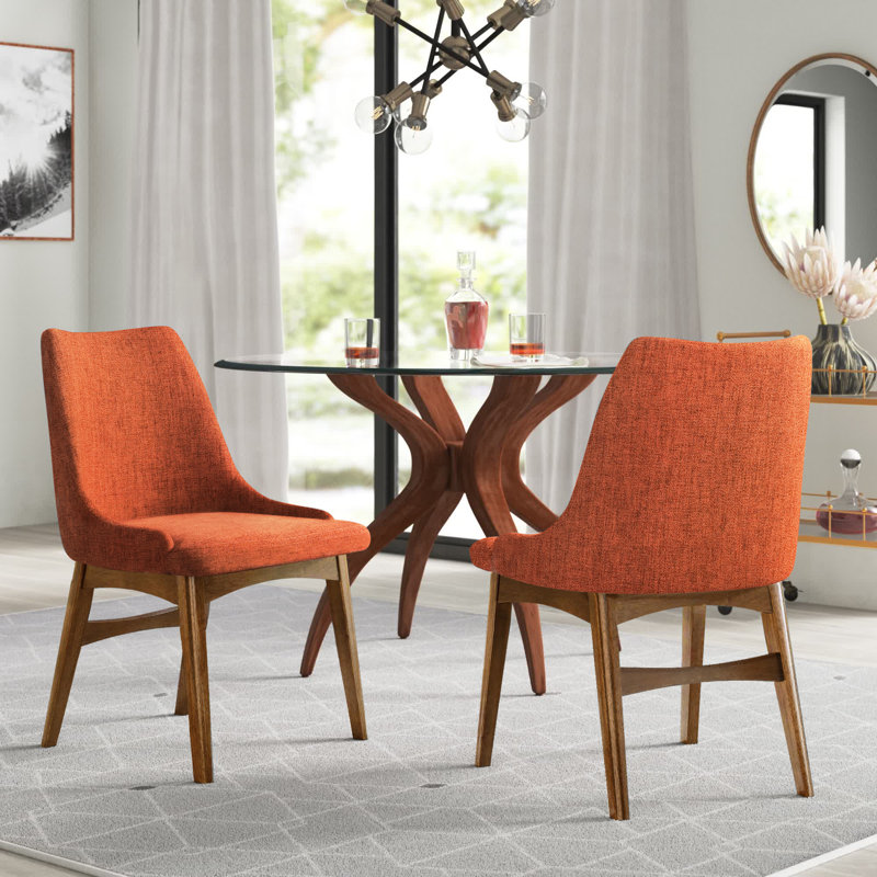 Chaise d'appoint rembourrée Miyashiro, Noyer, Orangé