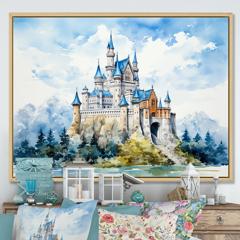 Fortress Castle In The Mountains - Castles, art mural, Cadre flottant brun, H 12 po x l 20 po x P 1 po