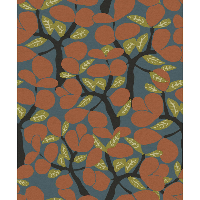 Double rouleau floral Dhane, Bleu/orange