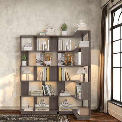 Bibliothèques en chêne foncé peu encombrantes, style MDF moderne pour la maison et la cuisine