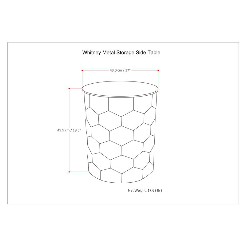 Whitney Antique Silver Round Metal Storage Side Table