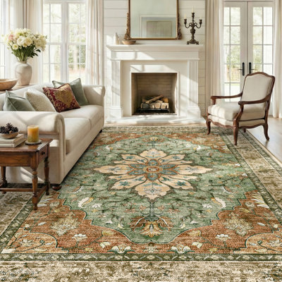 Tapis rétro antidérapant à motif médaillon Sunflower
