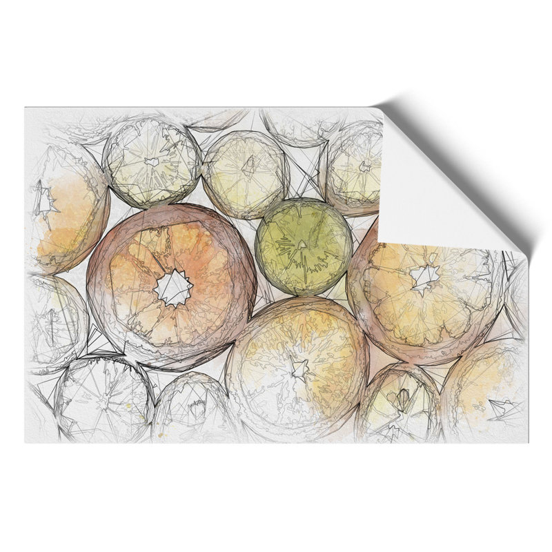 Sliced Citrus Fruit Sketch - Frameless Print, 21cm H x 30cm W x 0.1cm D