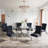 Glass Top Metal Base Dining Table With 4 Velvet Dining Chairs,5 - Piece Pedestal Dining Set-106913231-106913230