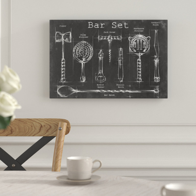 «Bar Set», estampe numérique sur toile tendue, H 32 po x l 48 po x P 1,5 po, Toile avec cadre noir