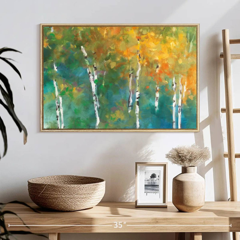 Confettis II, 25 po x 17 po, Cadre flottant en bois naturel