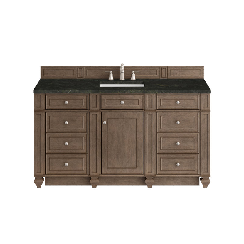 Bristol 60'' W Single Vanity, Whitewashed Walnut, 8" Widespread, Phantome Eclos
