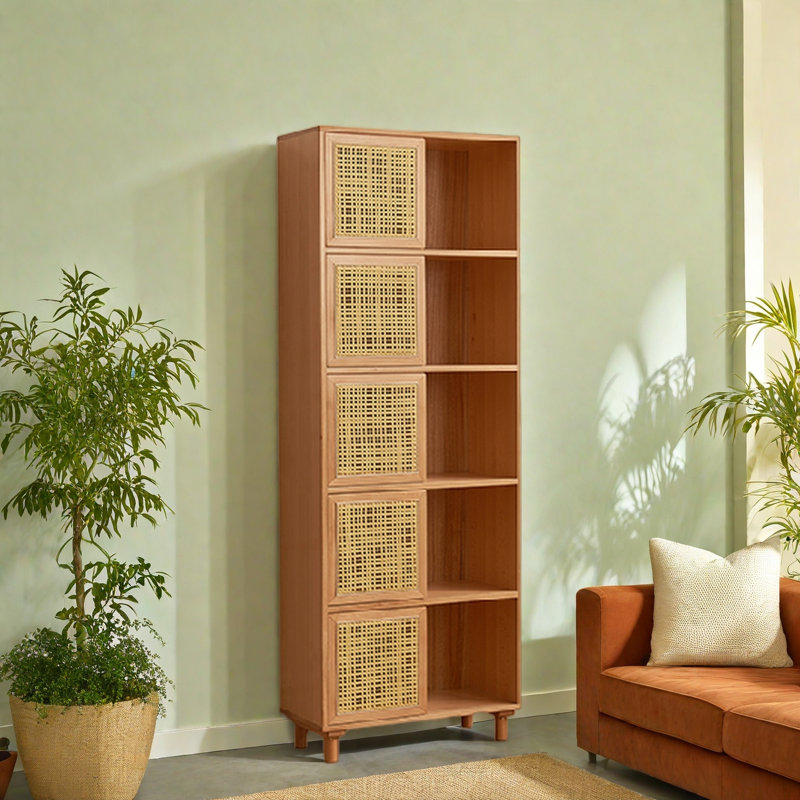 Bibliothèque pratique et élégante, Brun, (5 tablettes) H 73,1 po x l 26,5 po x P 12,5 po