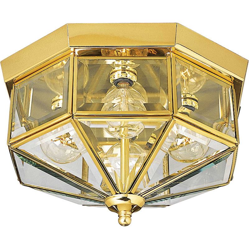 Manolla Glass Flush Mount, Solid Brass
