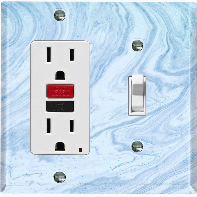 Patterned 2 - Gang Combination Plate Standard Combination Wall Plate, Light Blue