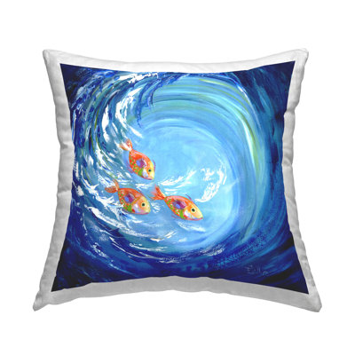 Into The Blue Fish Decorative Printed Throw Pillow Design by Estelle Grengs