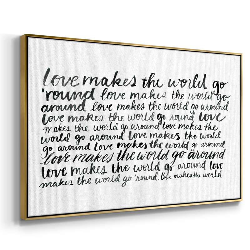 Écriture avec amour II, reproduction d'art sur toile, H 25 po x l 37 po x P 2 po, Or