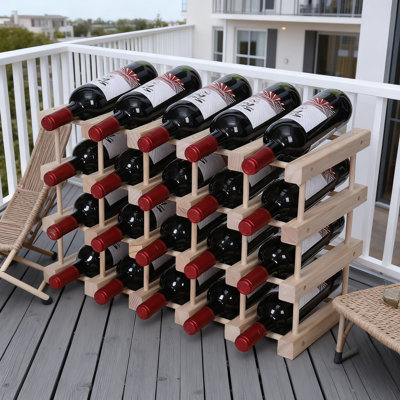 Stackable Wooden Wine Rack For 20 Bottles - Freestanding Countertop Or Floor Storage Cabinet For Standard Wine Bottles - Easy Assembly Pine Wood Design