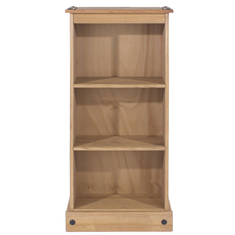 St Blazey Low Narrow 3 Shelf Bookcase, Corona Design, Grey