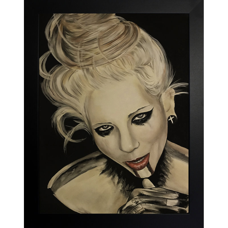 «Bloody Lips» par Ed Capeau - reproduction d'art, H 18,5 po x l 14,5 po x P 1 po, Papier encadré noir, Aucun mat