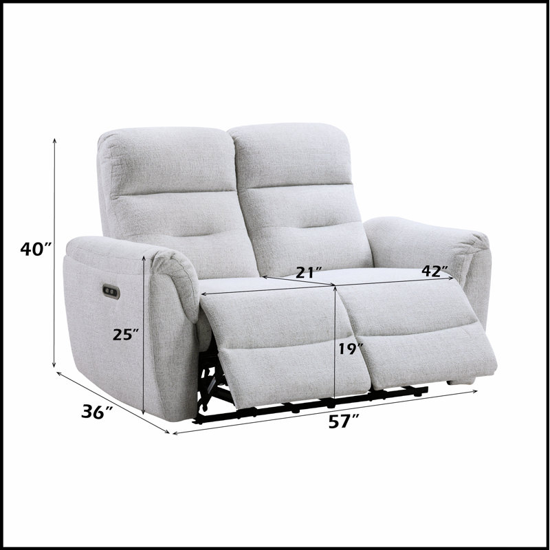 Causeuse Easy Motion en chenille grise avec ports USB et de type C Eastre