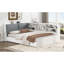 Lit double en bois blanc avec tête de lit avec rangement, tablettes et 2 tiroirs, structure solide et structure-1688382162