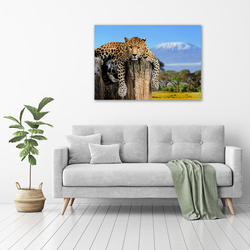 Leopard On The Trunk - Unframed Art Prints on Glass