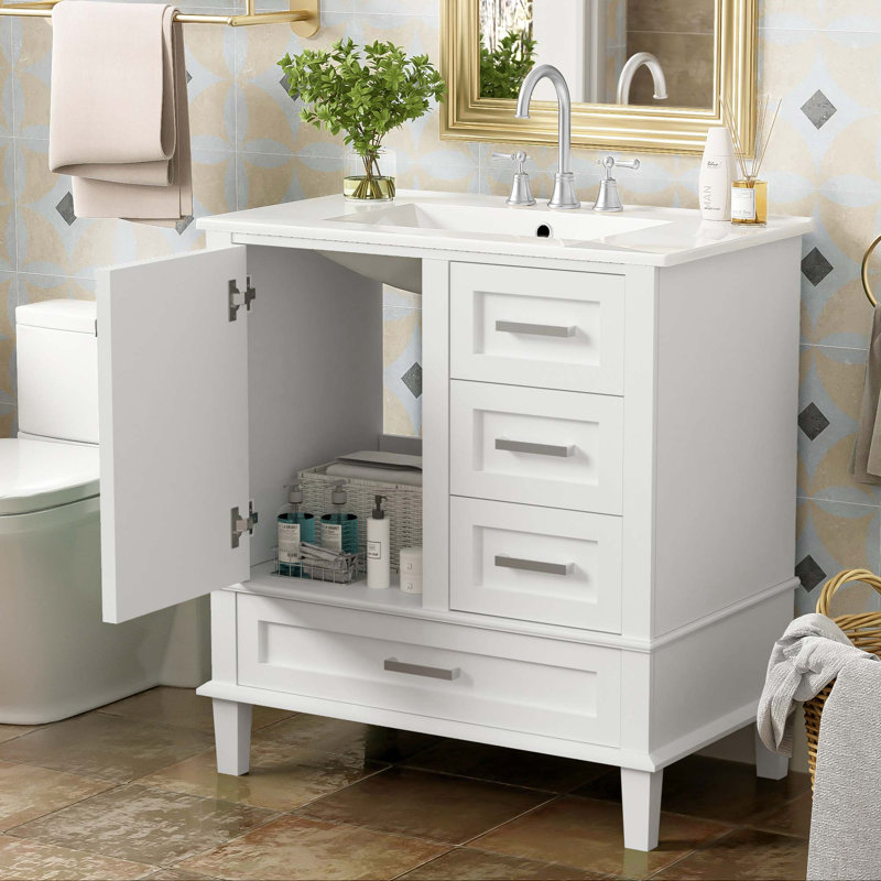 Ensemble de meuble-lavabo moderne 30 po avec meuble-lavabo 30 po, Blanc