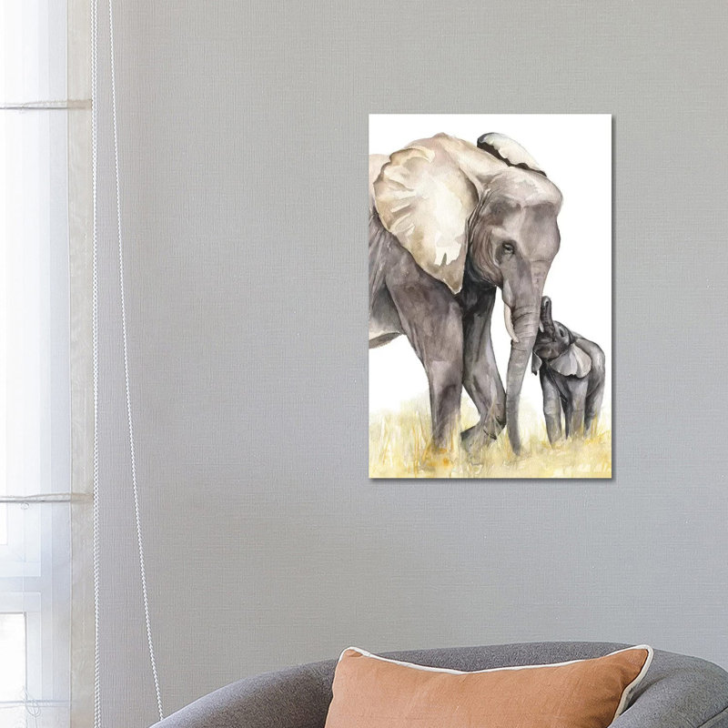 Elephants by Kira Balan - Wrapped Canvas Gallery-Wrapped Canvas Giclée, 66.04 cm H x 45.72 cm W x 3.175 cm D