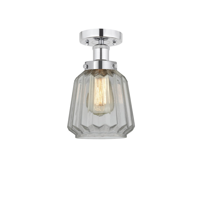 Plafonnier semi-encastré en verre Caggiano, Transparent, Chrome poli