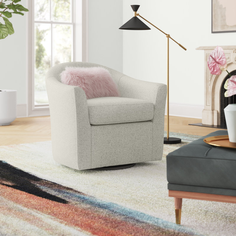 Antai Upholstered Swivel Barrel Chair, Ash