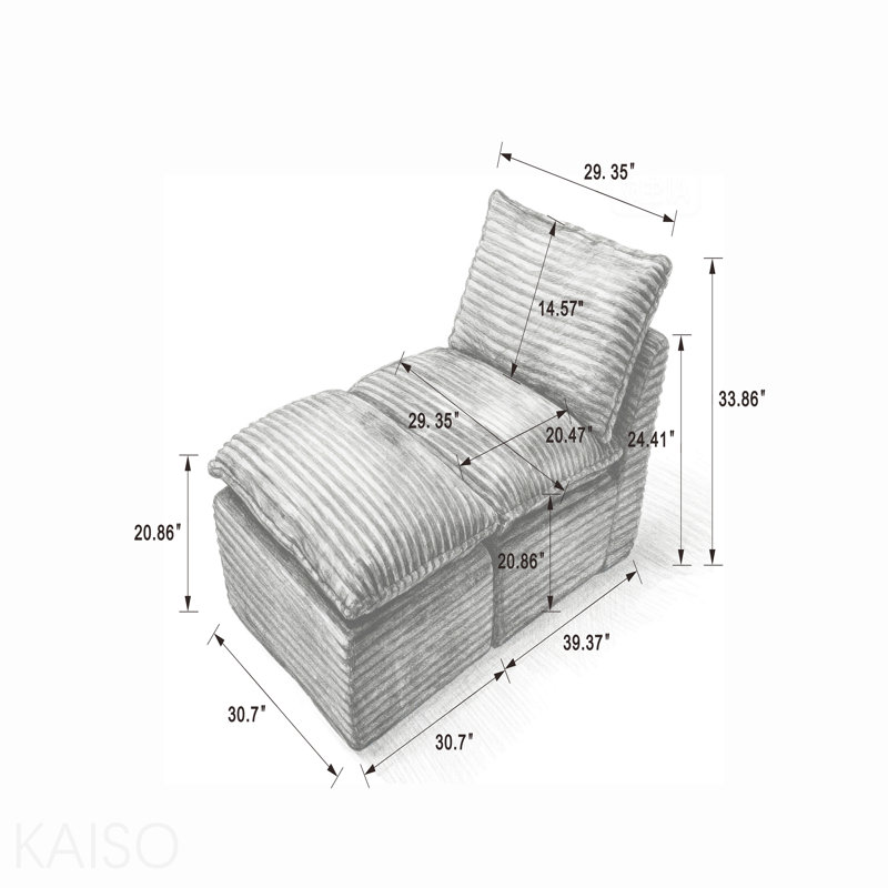 Canapé moderne en velours côtelé, peut être librement combiné et offre une expérience d'assise confortable