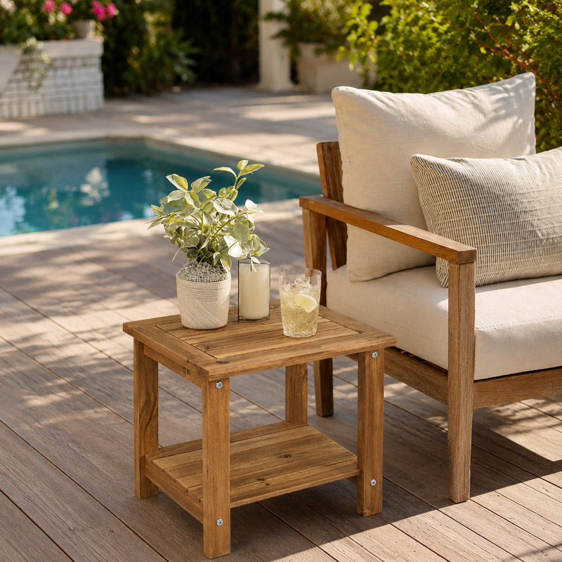 Table d'appoint d'extérieur Candrice, Naturel