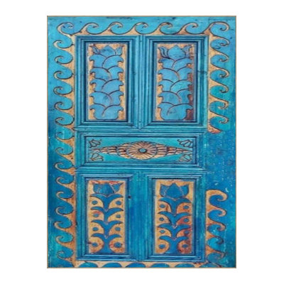 Turquoise Antique Patterned Woven Base Modern Decorative Washable Rug