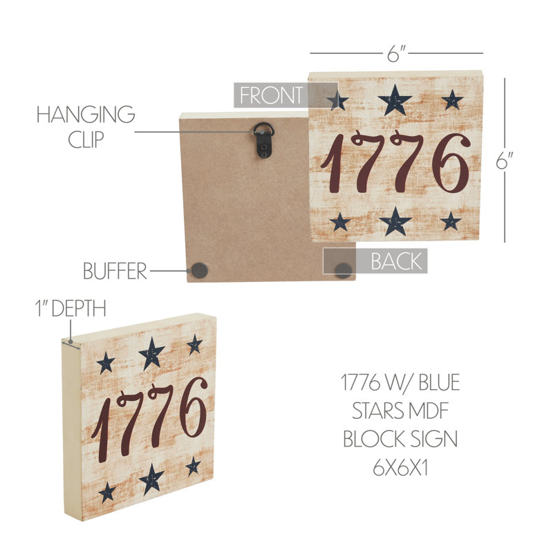 My Country 1776 avec panneau de fibres à densité moyenne Blue Stars 6 x 6 x 1