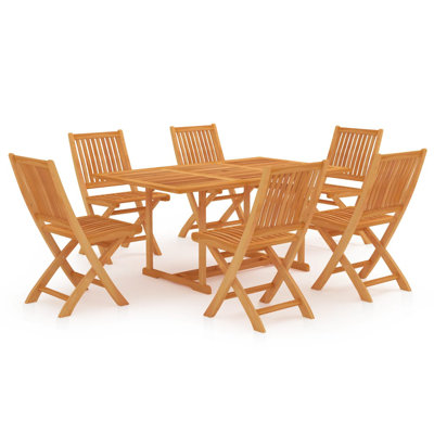 Drumnadrough 6 - Person Teak Wood Patio Dining Set with Rectangular Table