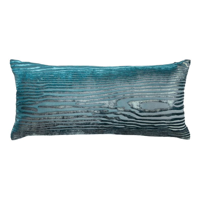 Woodgrain Velvet Pillow Cover & Insert, Pacific, Square 16" H x 36" W
